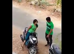 Indian lover hot kiss in road